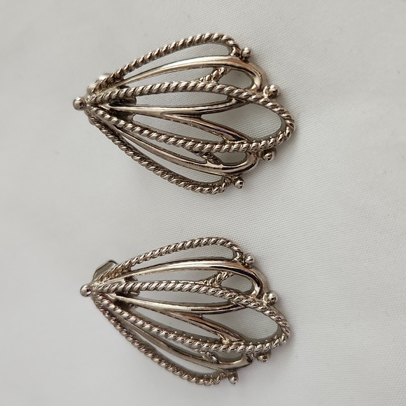 Silvertone Teardrop Loop Earrings - Picture 1 of 8